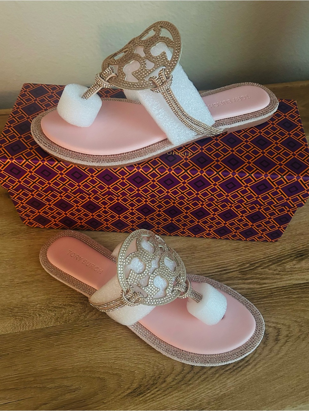 Tory Burch Miller Pavé Knotted Sandals Rose Pink EU 38 / US 7.5